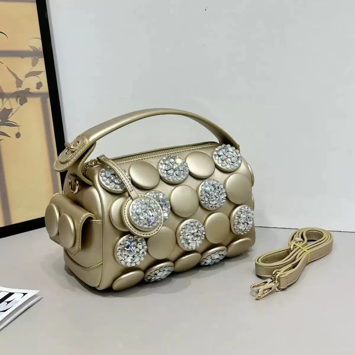Women's Fashion Diamond Bucket Shoulder Crossbody Bag