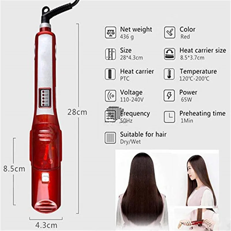 Portable Electric Ceramic Steam Hair Straightener Flat Iron