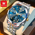 Men's Multifunctional Chronograph Quartz Watch with Moon Phase