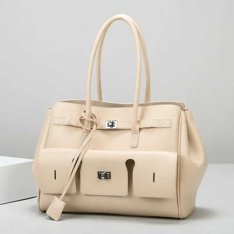 Women's Large Capacity PU Leather Commuter Shoulder Bag