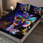 Butterfly Print Polyester Fitted Sheet Set
