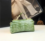 Women's Genuine Leather Crocodile Pattern Green Crossbody Shoulder Bag