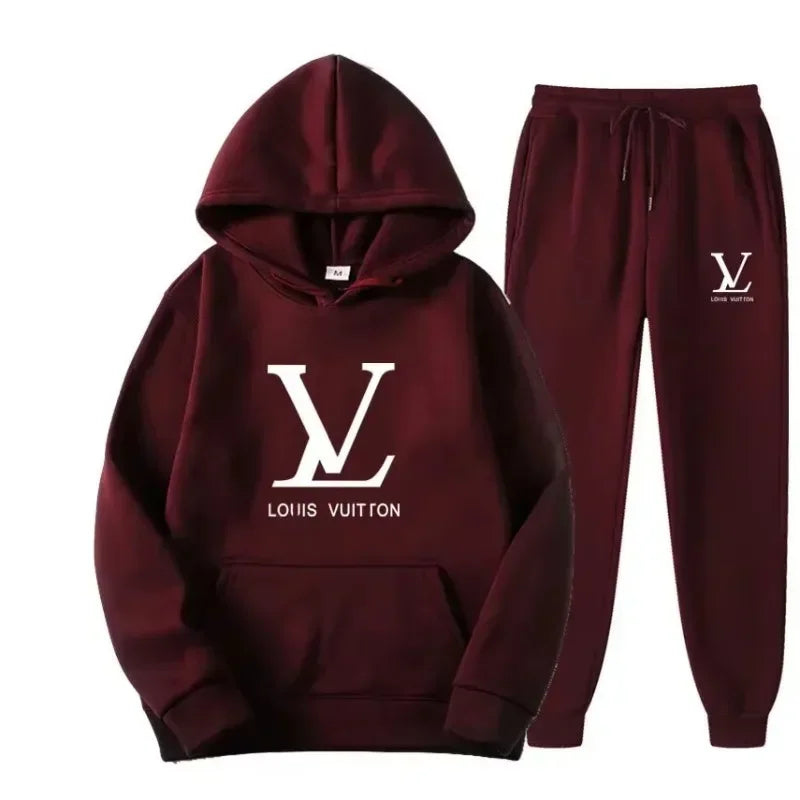 Men's Hooded Sweatshirt and Pants 2-Piece Set