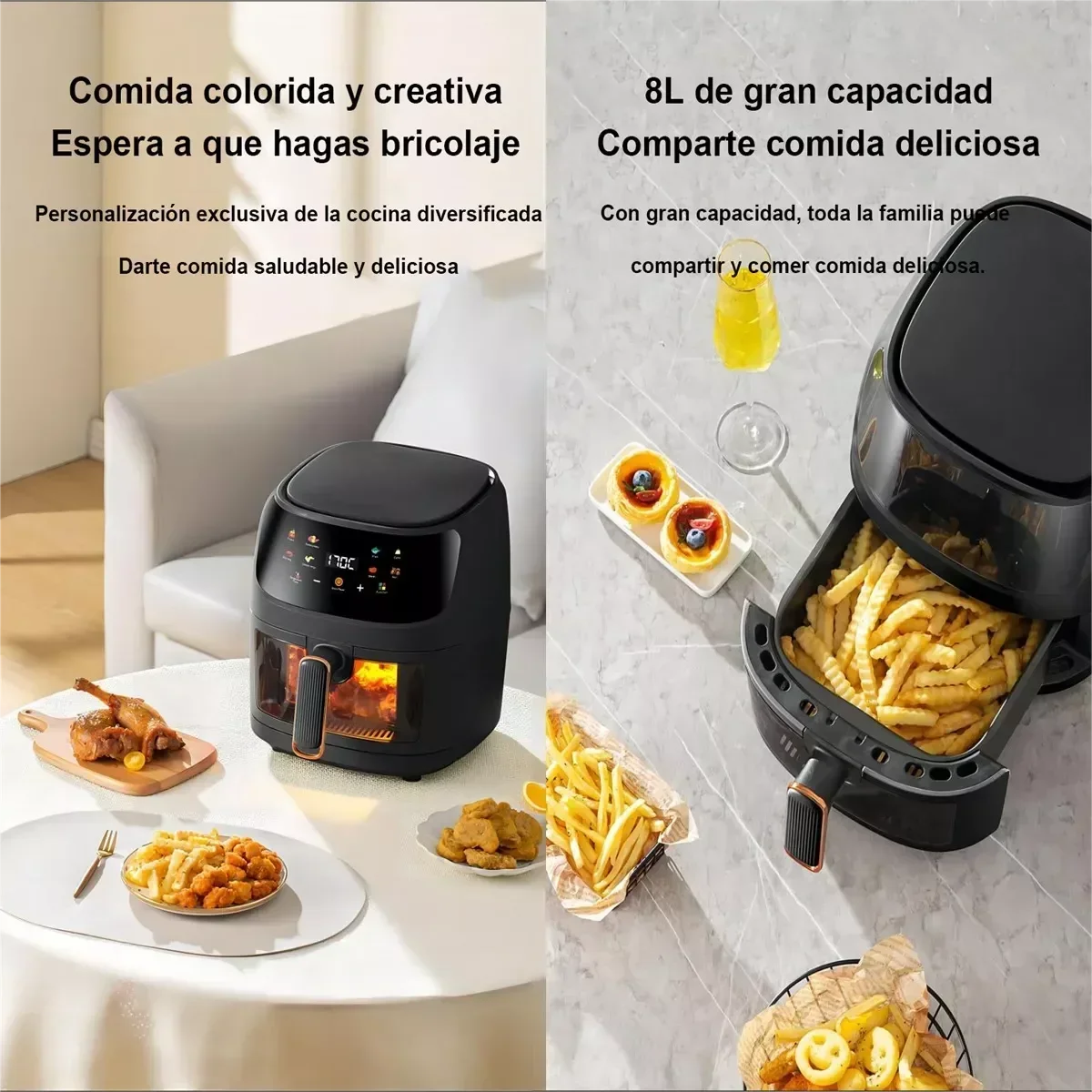 8.5-Quart 1400W Programmable Smart LED Touch Air Fryer with Viewing Window