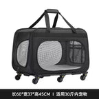 Double-layer Rolling Pet Stroller Carrier Backpack for Cats Dogs