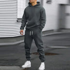 Men's Two-Piece Hooded Jogging Suit Fleece Zip Sweatshirt
