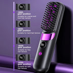 Cordless Ceramic Hair Straightener Brush with LED Display
