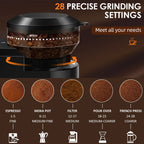 Automatic Electric Burr Coffee Grinder with 28 Adjustable Grind Settings