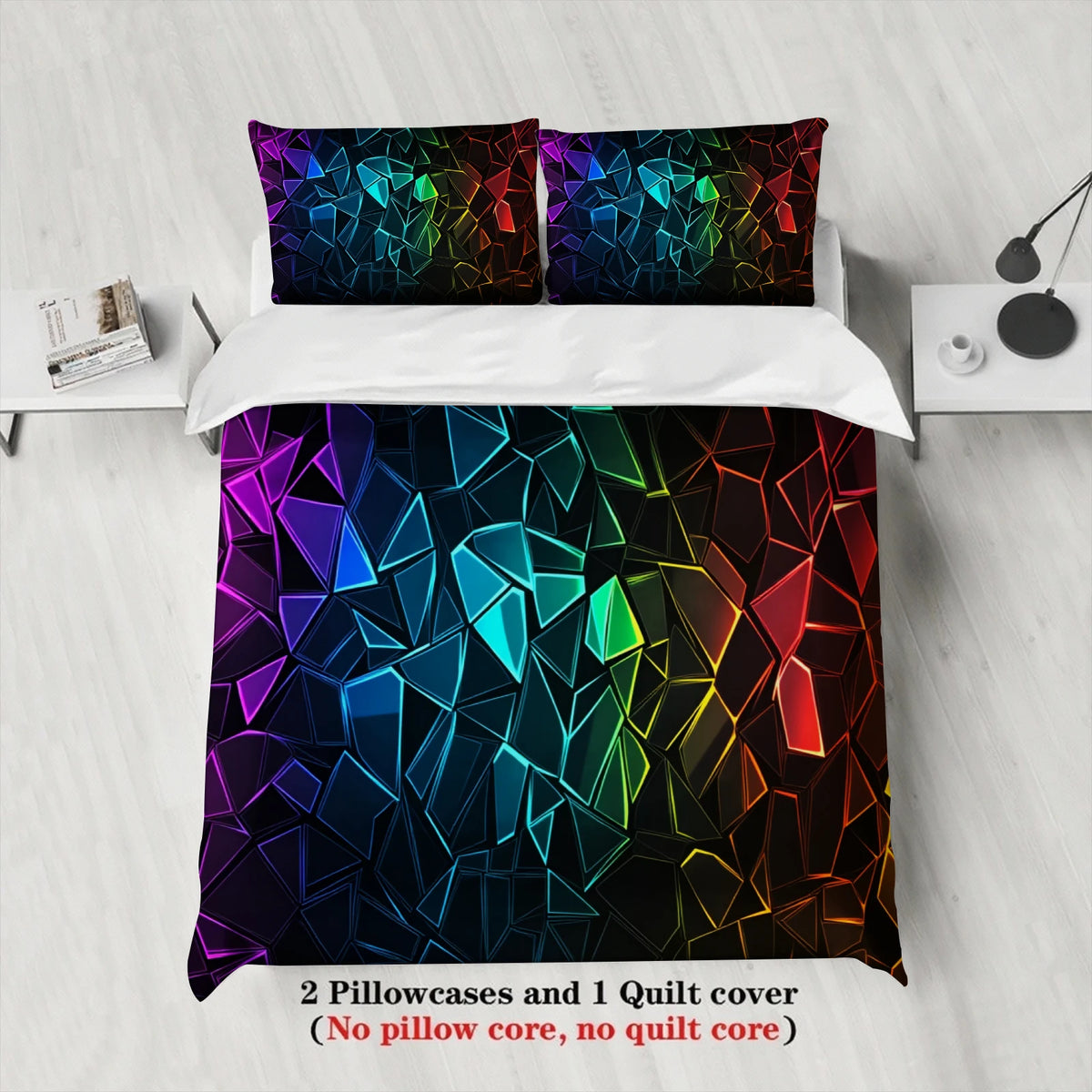 3D Printed Geometric Crystal Duvet Cover Set with Pillowcases