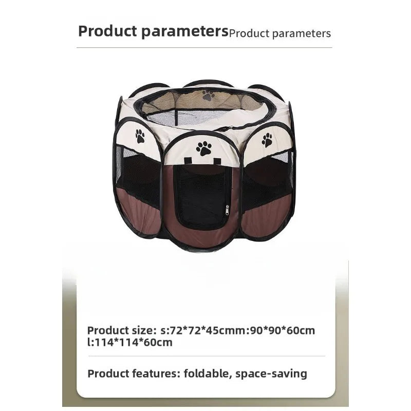 Foldable Octagonal Pet Tent Playpen for Cats Dogs