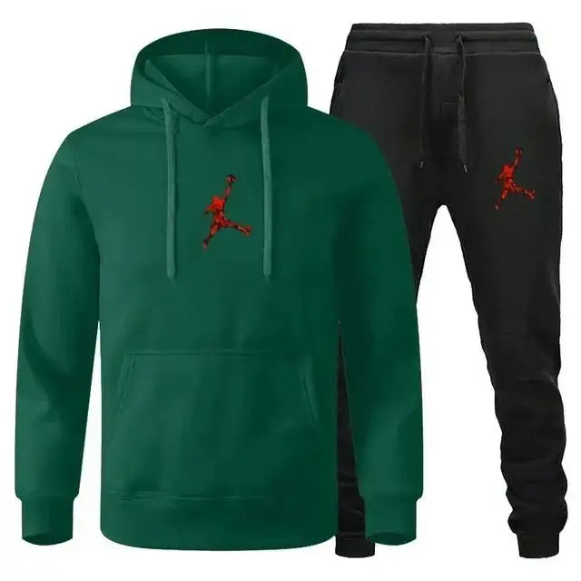 Men's Hooded Pullover and Jogger Pants Two-Piece Set