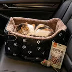 Portable Paw Print Small Dog Cat Car Booster Seat Carrier