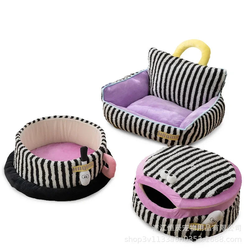 Striped Corduroy Pet Bed Set