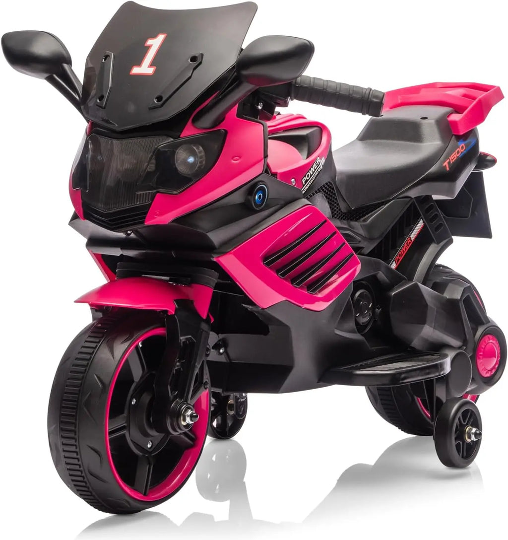 Kids 6V Electric Motorcycle Ride-On Toy with Training Wheels