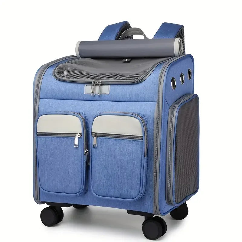 Wheeled Pet Carrier Backpack Stroller for Small Dogs Cats