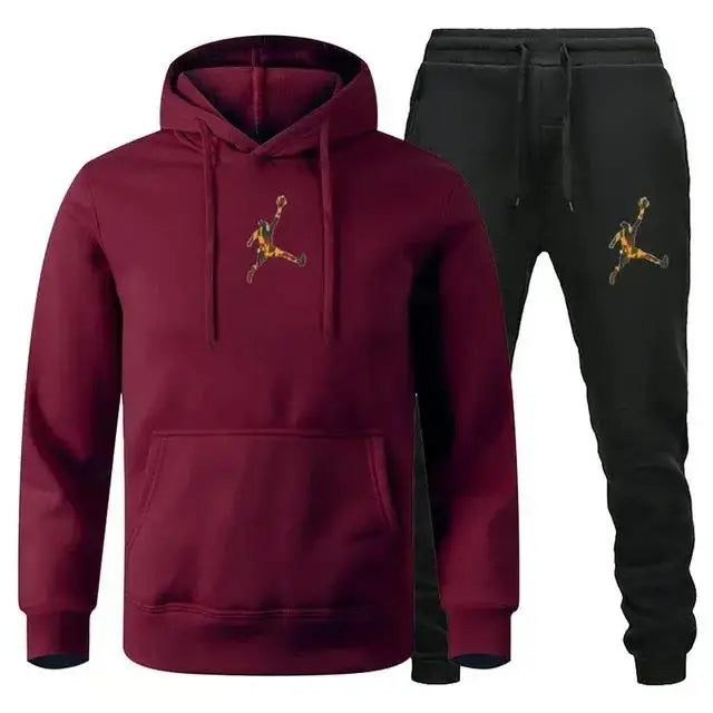 Men's Hooded Pullover and Jogger Pants Two-Piece Set