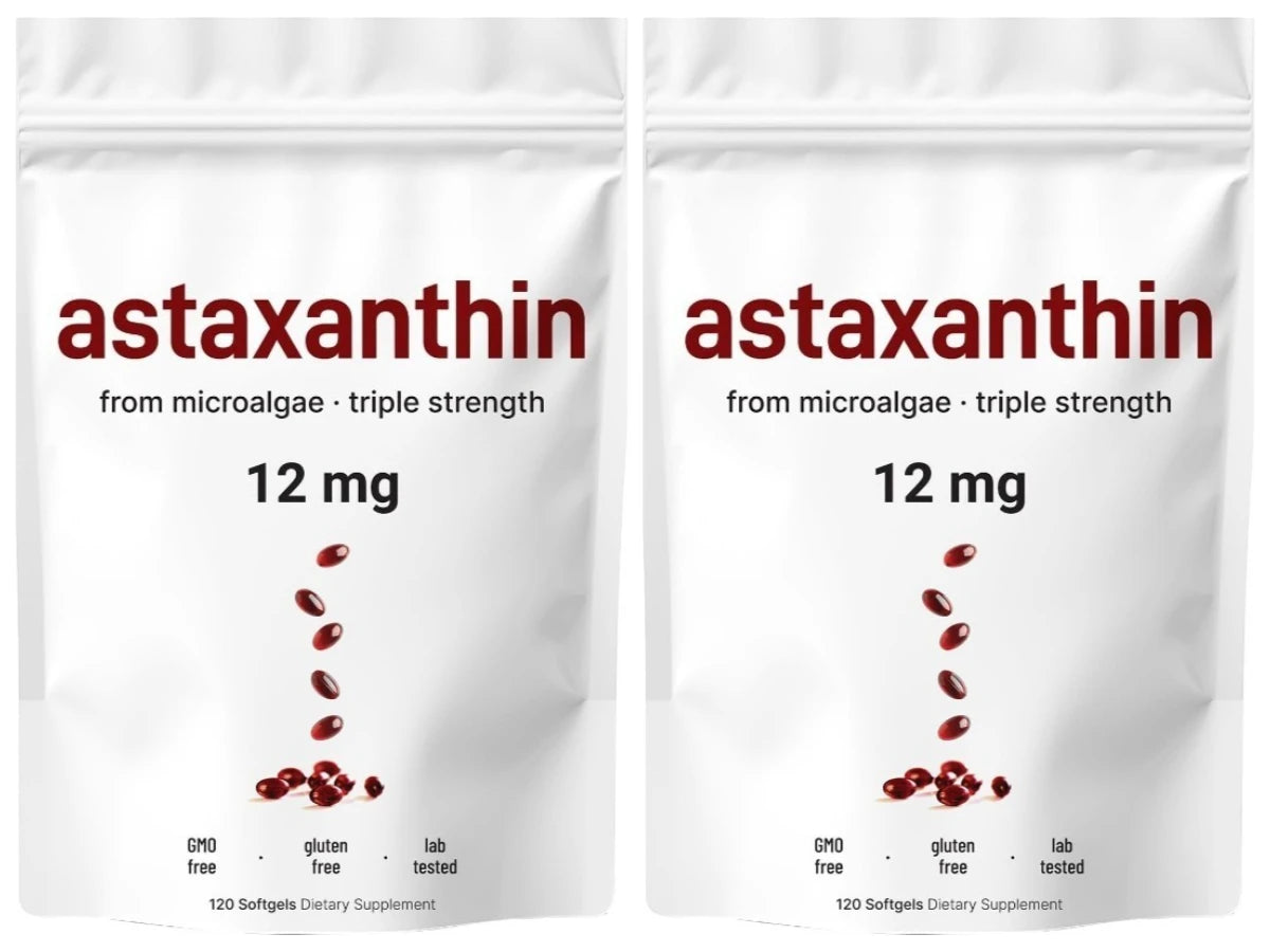 Astaxanthin 12mg Plant-Based Microalgae Dietary Supplement Softgels