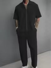 Men's Casual Half-Zip Polo Shirt and Pants Tracksuit Set