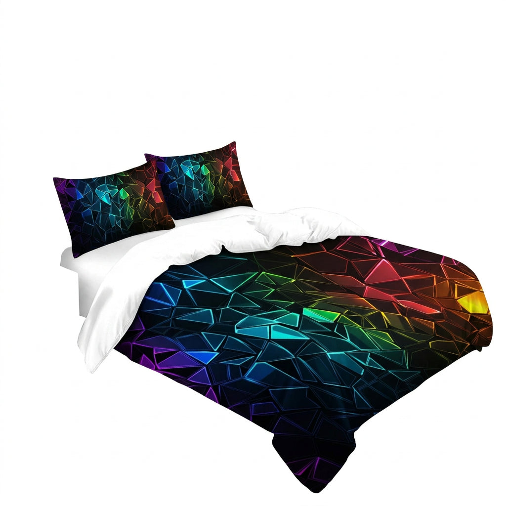 3D Printed Geometric Crystal Duvet Cover Set with Pillowcases