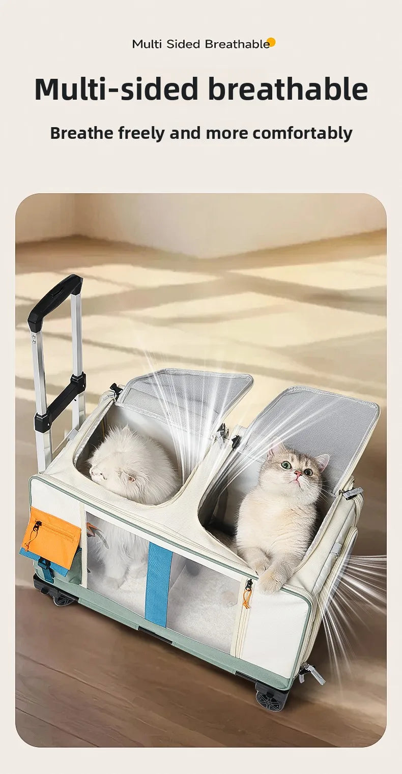 Portable Travel Pet Trolley Carrier Backpack for Cats Dogs