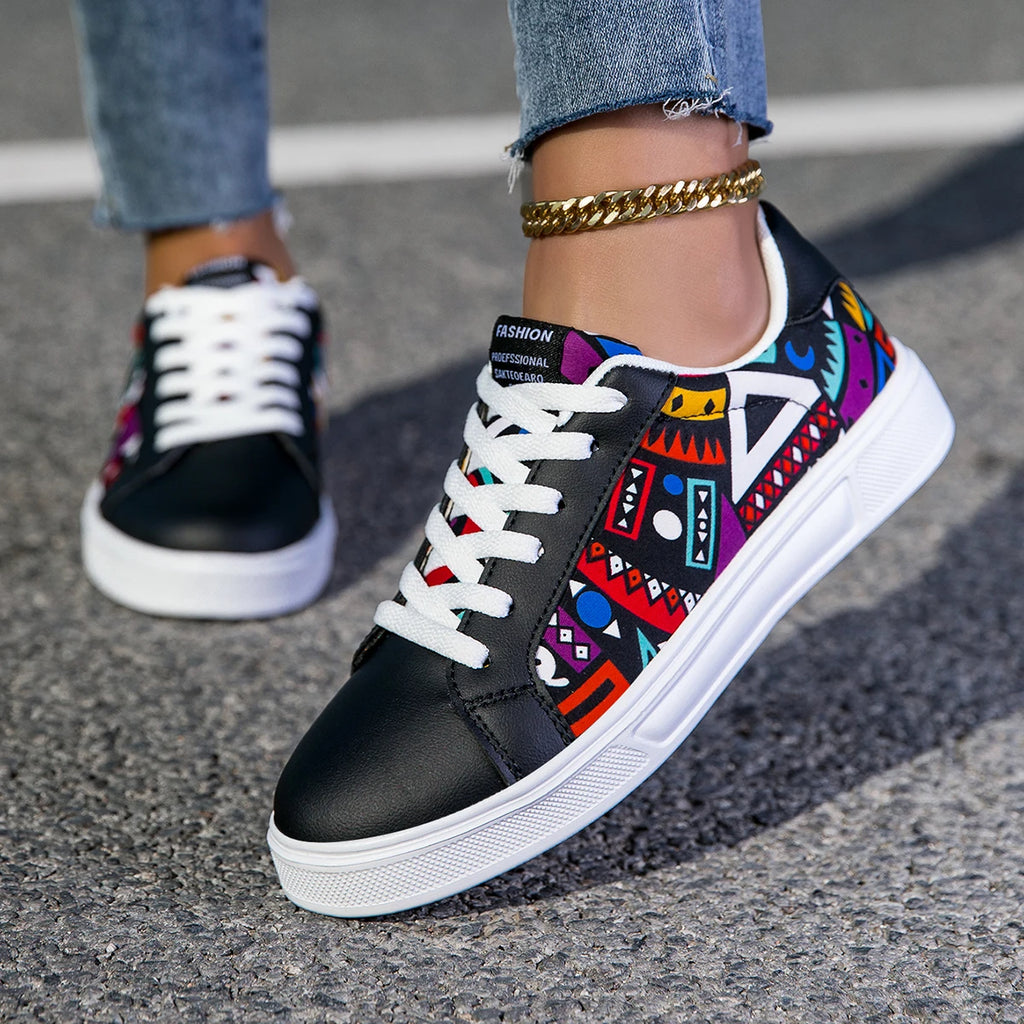 Women's Lightweight PU Skateboard Sneakers