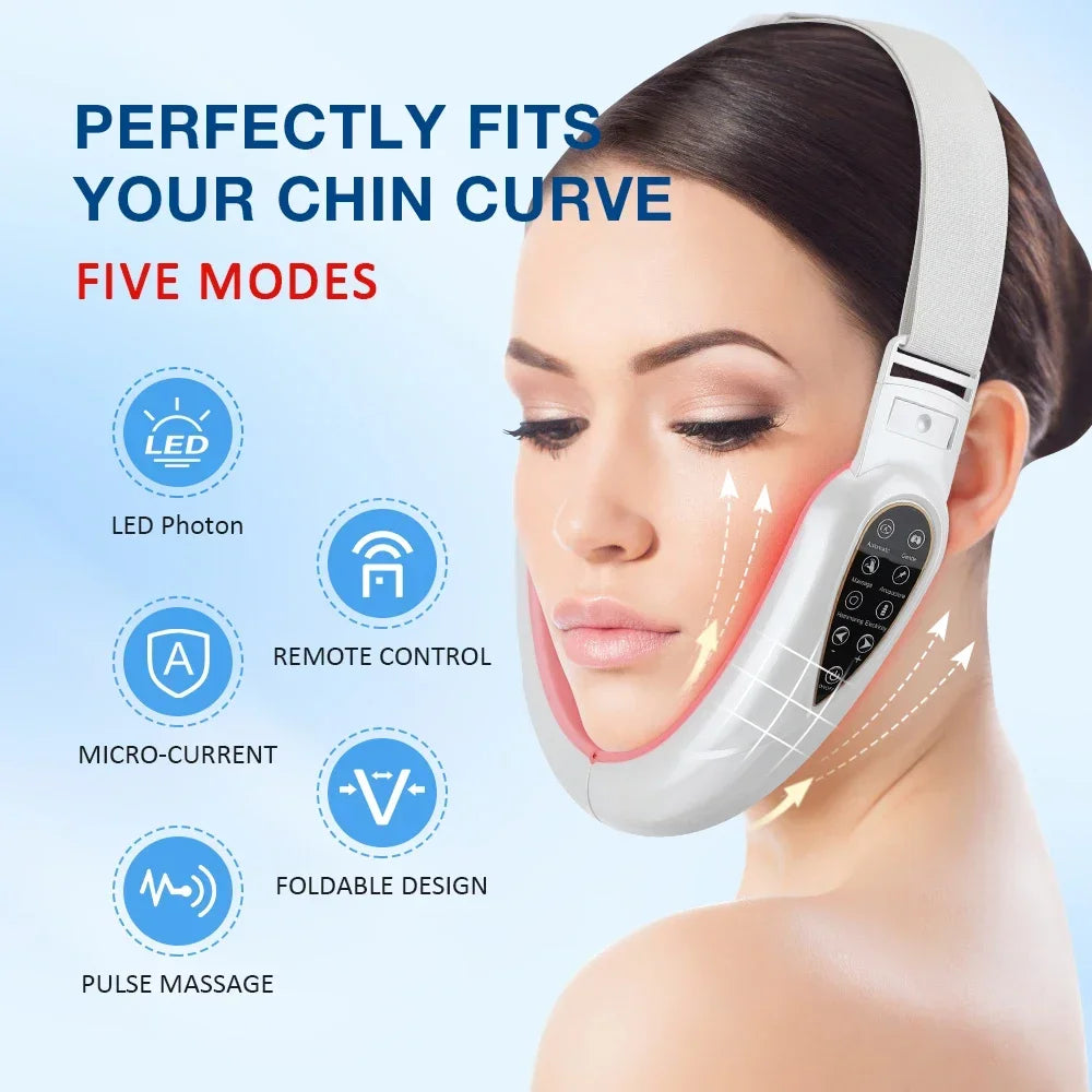 V Face Massage Belt with Vibration Hot Cold Compress