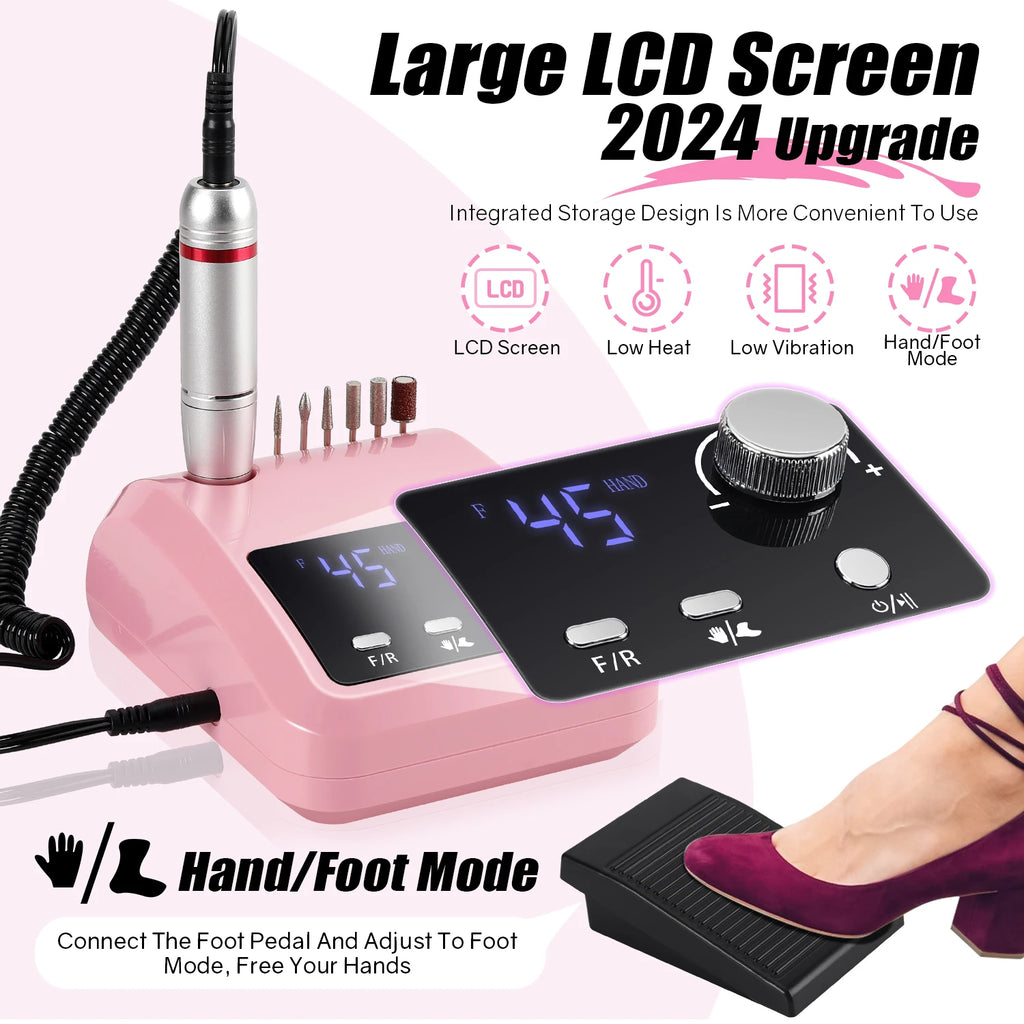45000 RPM Electric Nail Drill Kit for Acrylic Gel Dip Powder Nails