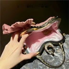 Women's Luxury Diamond Pleated Big Bow Evening Shoulder Bag