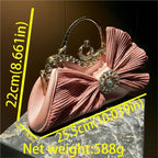 Women's Luxury Diamond Pleated Big Bow Evening Shoulder Bag
