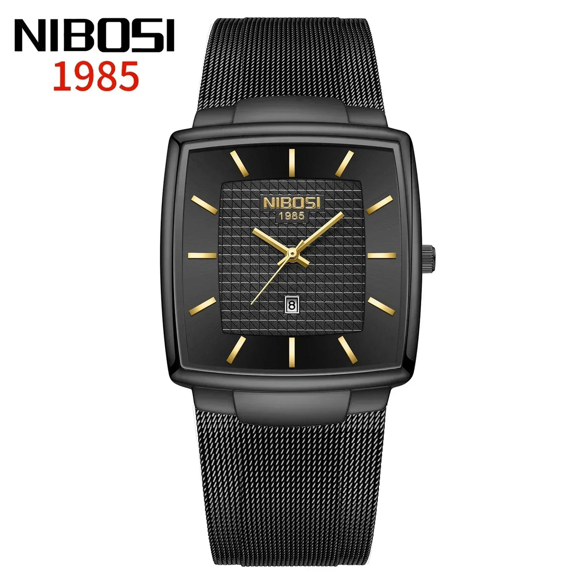 Men's Fashion Square Stainless Steel Quartz Wristwatch