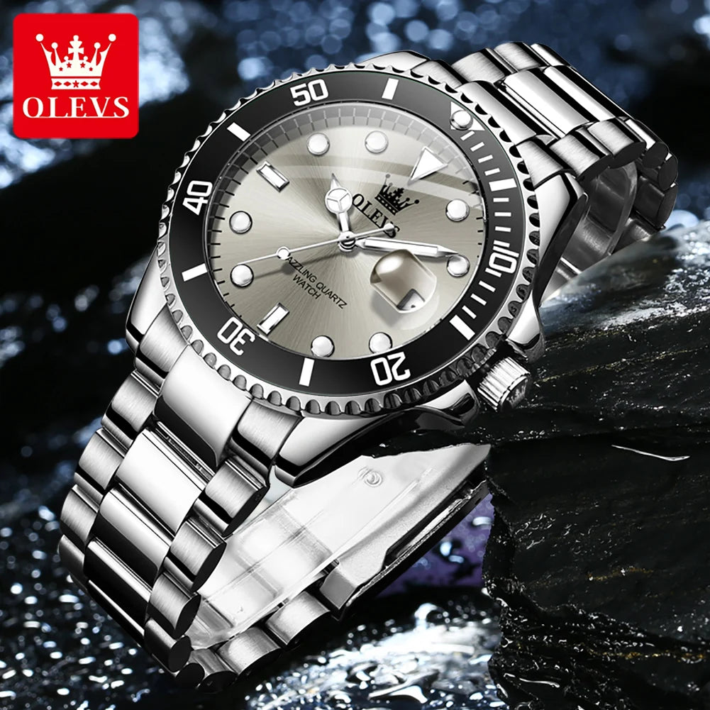 Men's Quartz Stainless Steel Watch with Calendar