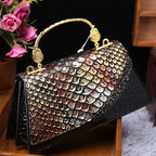 Women's Crocodile Pattern Genuine Leather Shell Crossbody Bag