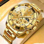 Men's Gold Quartz Stainless Steel Watch with Date