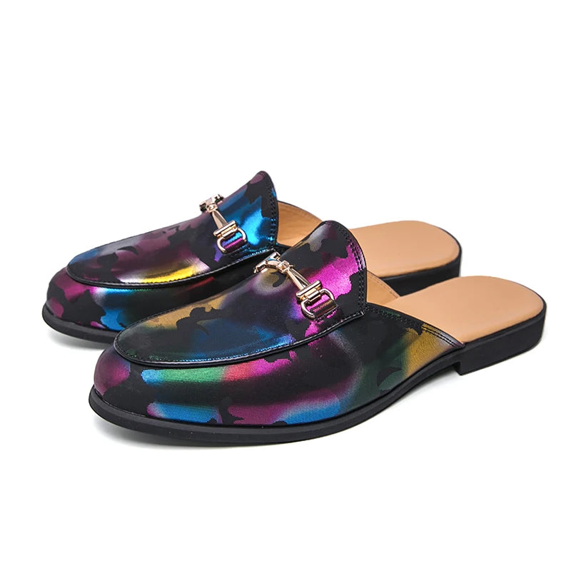 Men's Breathable PU Penny Loafers Mules