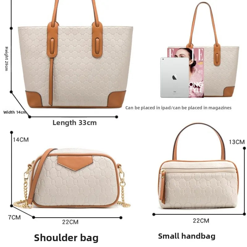 Women's Faux Leather Handbag and Crossbody Bag 4-Piece Set