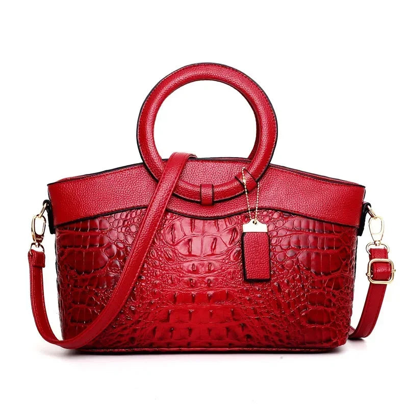 Women's Crocodile Pattern Handbag Shoulder Tote Bag H303-2