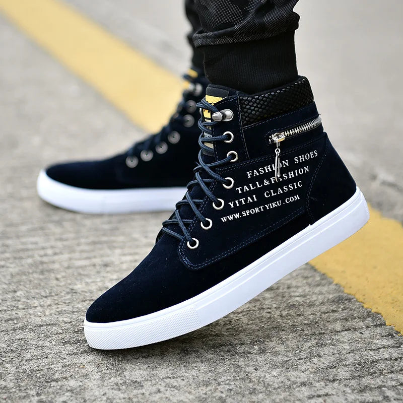 Men's High-Top Lace-Up Platform Sneakers