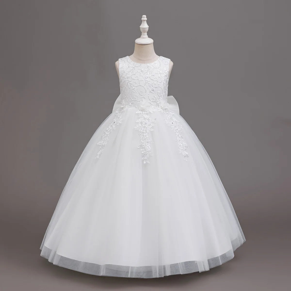 Girls' Tulle Embroidered Ball Gown Flower Girl Dress