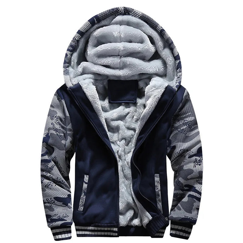Men's Thick Warm Fleece Hooded Jacket and Pants Set