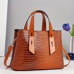 Women's Crocodile Pattern PU Leather Shoulder Tote Bag