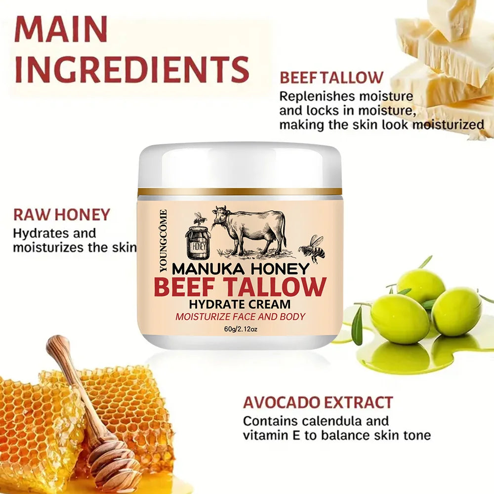 Manuka Honey Beef Tallow Face Cream Moisturizer