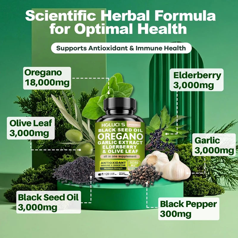 Oregano Oil Black Seed Oil Capsules Immune Digestive Support