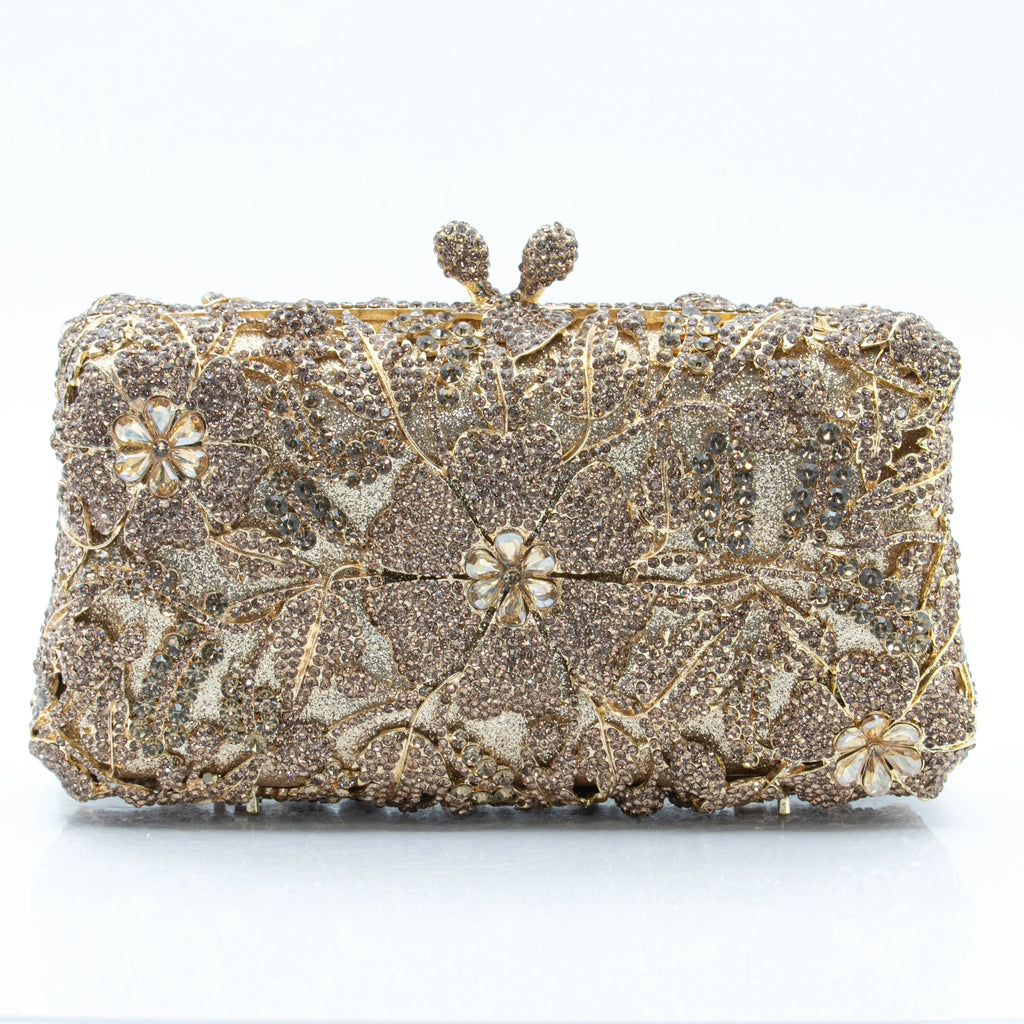 Women's Luxury Floral Rhinestone Evening Clutch Bag