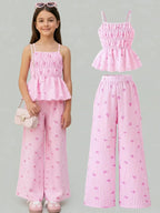 Girls' Striped Bowknot Halter Top and Pants 2-Piece Set