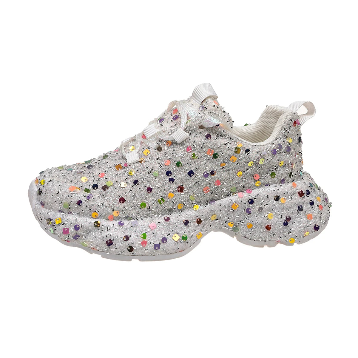 Women's Sequin Thick Sole Low Top Sneakers