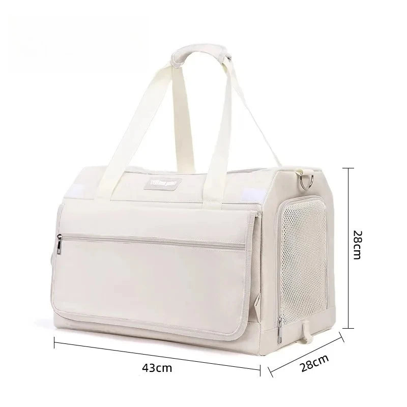 Foldable Double Layer Pet Trolley Travel Carrier for Cats Dogs