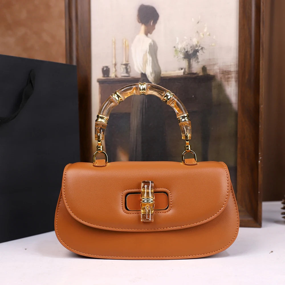 Women's Bamboo Handle Saddle Crossbody Bag
