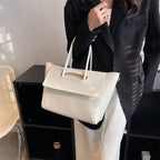 Women's Solid Color PU Leather Handbag Shoulder Tote Bag