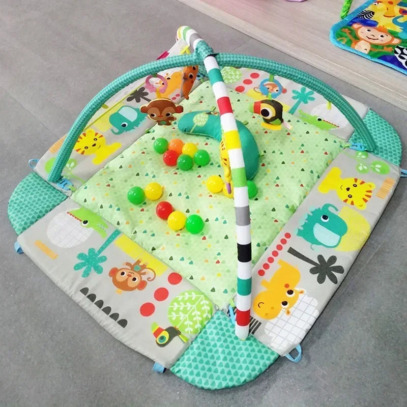 Baby Crawling Play Mat with Educational Fitness Frame