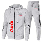 Men's Zip-Up Hooded Sweatshirt and Pants Two Piece Set